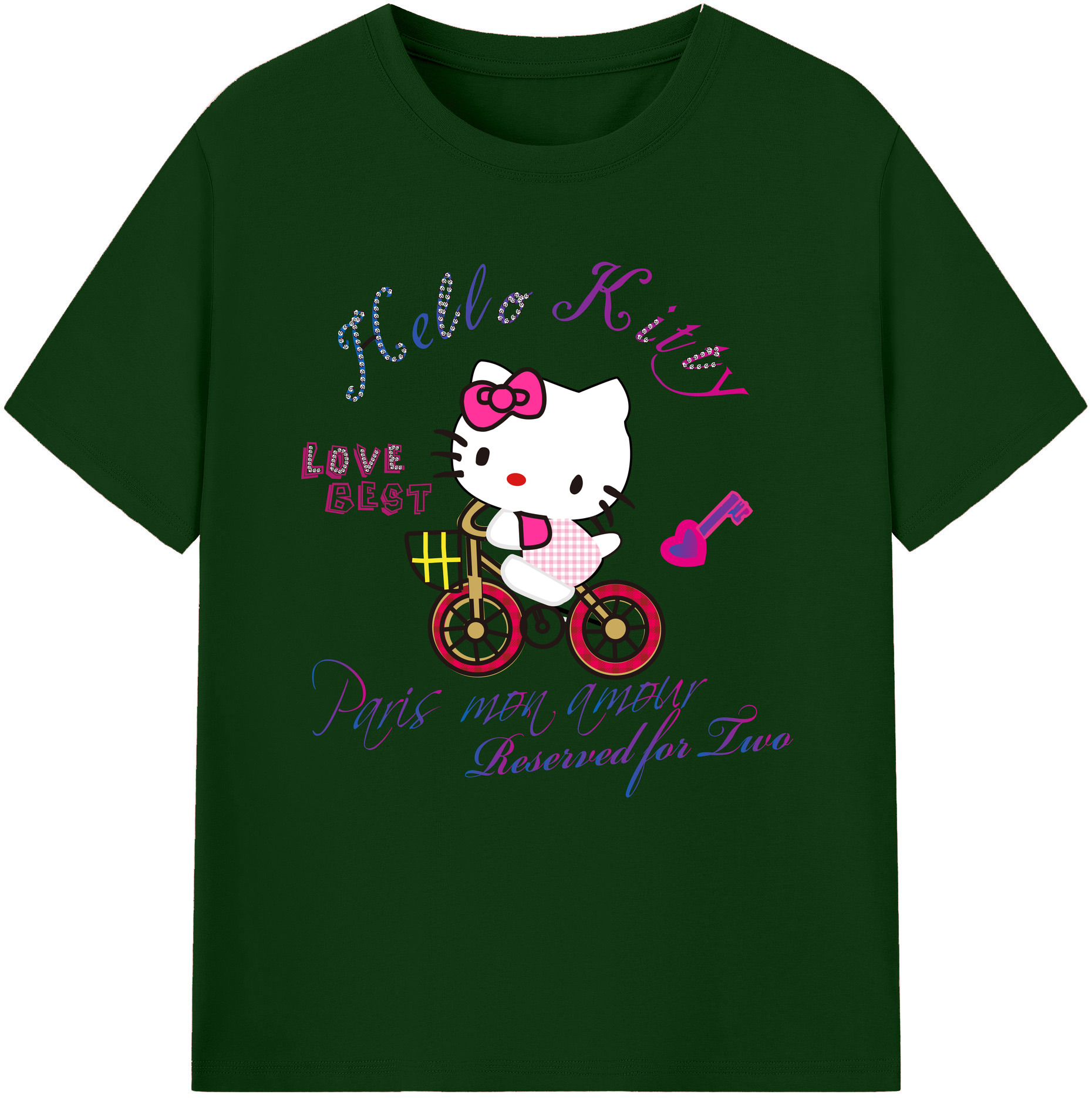 （画像用） Hello Kitty ハローキティ 綿100％半袖Tシャツ（フロントプリント）